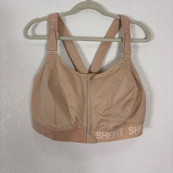 SheFit Nude Adjustable Zip Up Front Sports Bra Size 5XL 49-52" - Picture 1 of 5